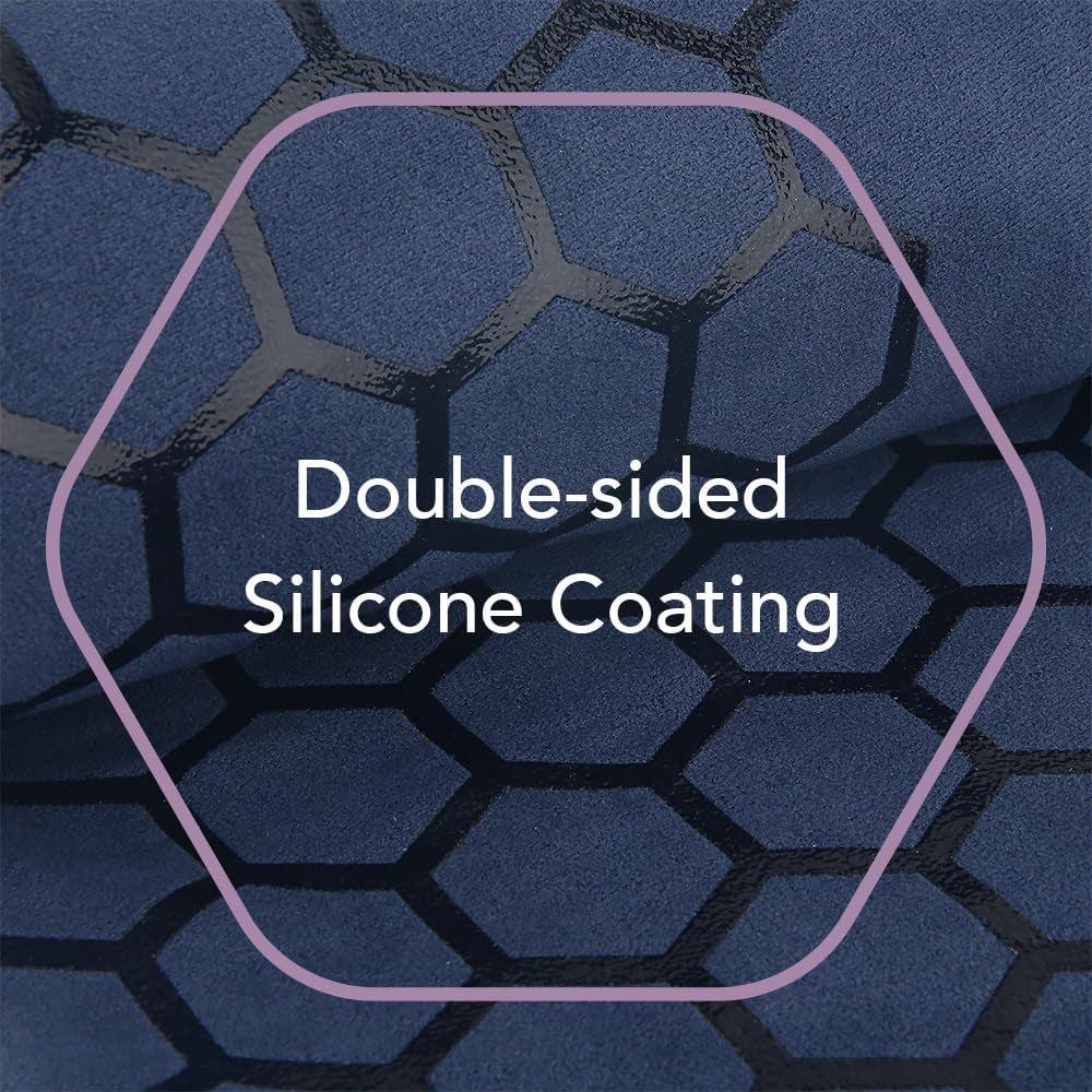 Non-Slip Hot Yoga Towel – Non-Slip Grip for Hot Yoga, Sweat Absorbent, Honeycomb Silicone Grip, Stays Flat – Ideal for Pilates, Travel, Washable & Lightweight - Dark Blue