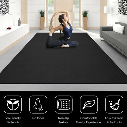 Large Yoga Mat 6' X 4' X 8 Mm Thick Workout Mats for Home Gym Flooring Black