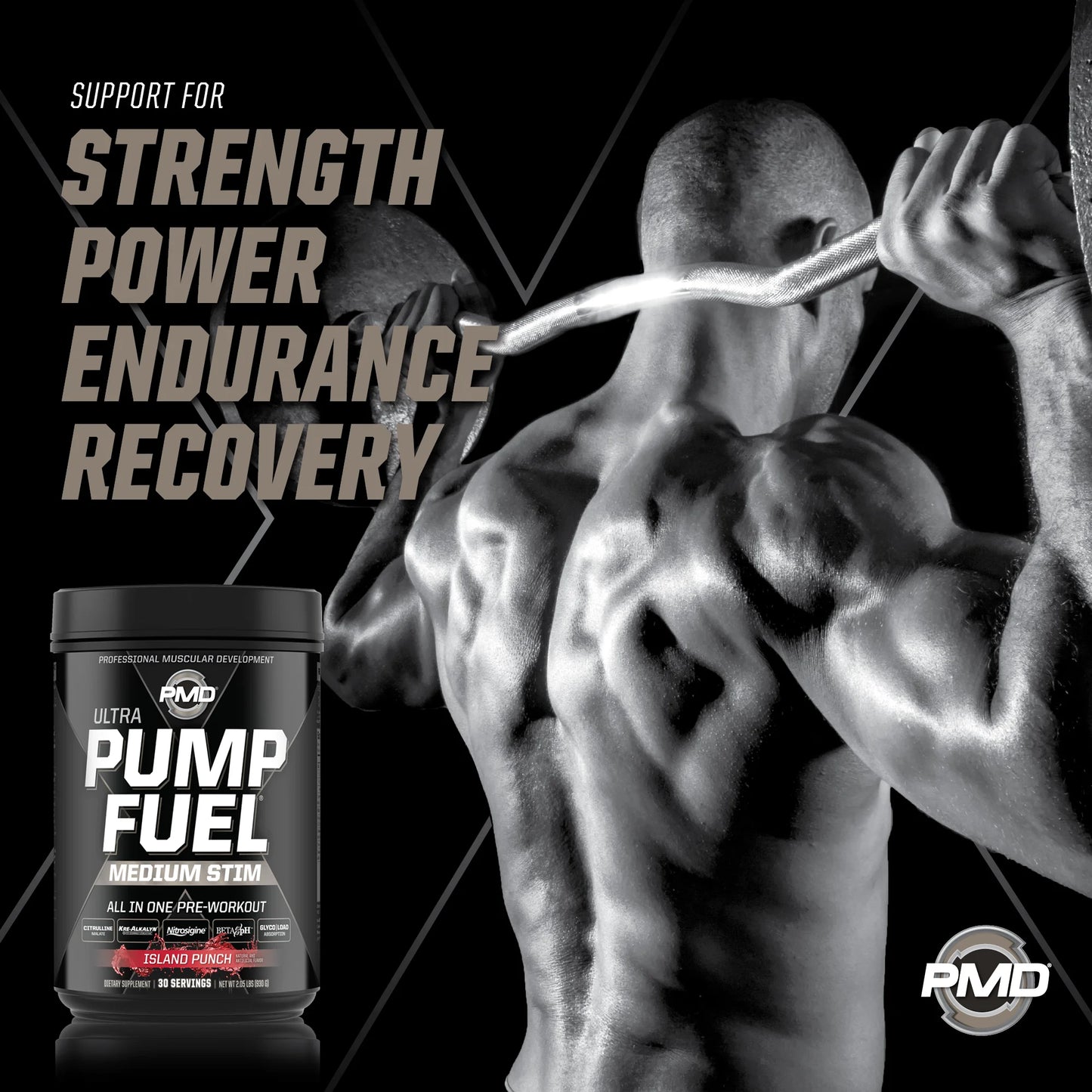 Sports Ultra Pump Fuel - Pre Workout Drink Mix - Energy, Strength, Endurance, Muscle Pumps and Recovery - Complex Carbohydrates and Amino Energy - Island Punch (30 Servings)