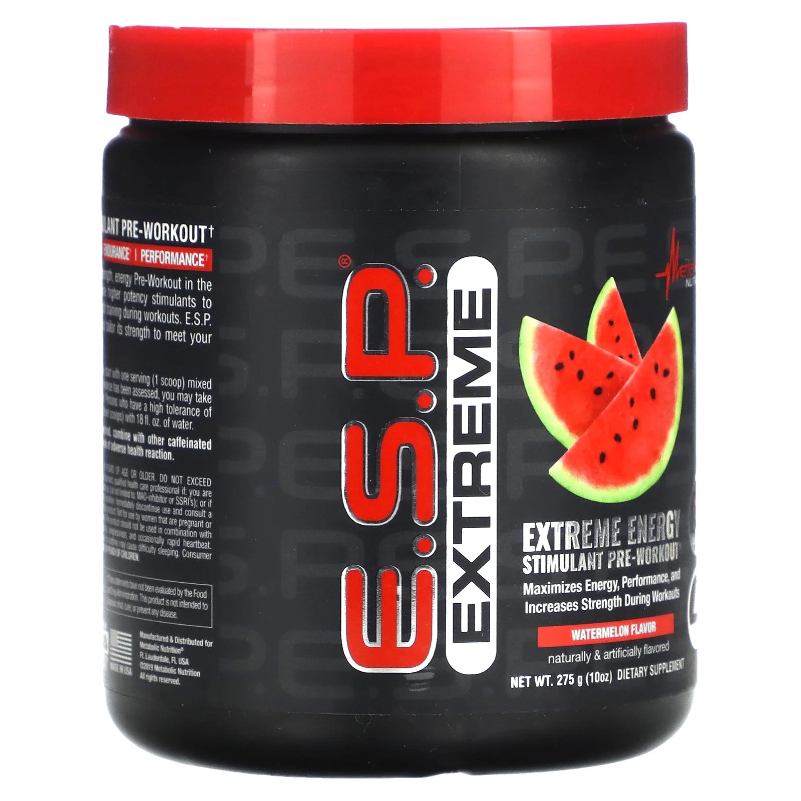 E.S.P. Extreme Energy Stimulant Pre-Workout, Watermelon, 10 Oz (275 G)