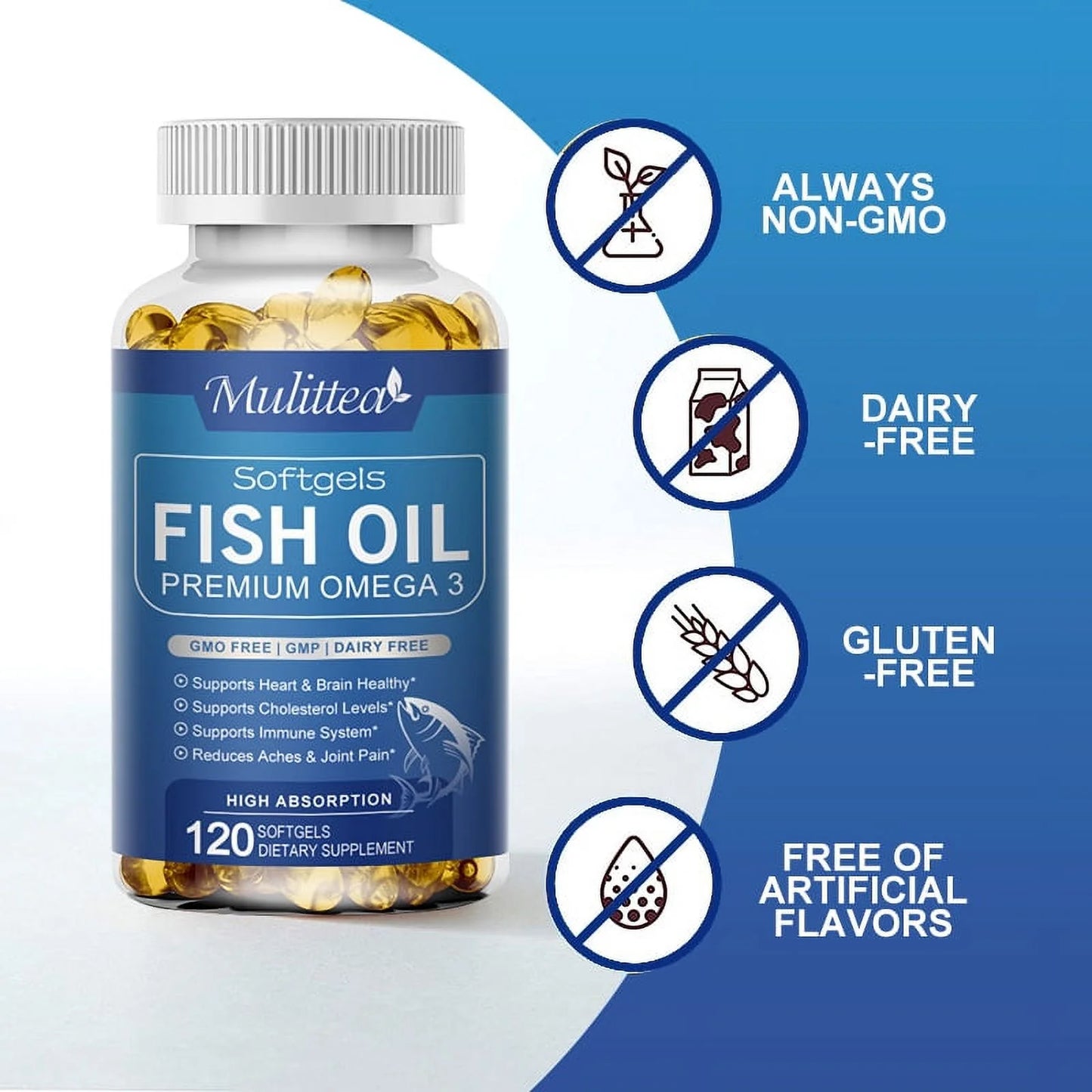 (3 Pack)Fish Oil Omega 3 Supplements - Supports Heart Health, 1000 Mg Fish Oil, Omega-3, EPA&DHA,120 Softgels