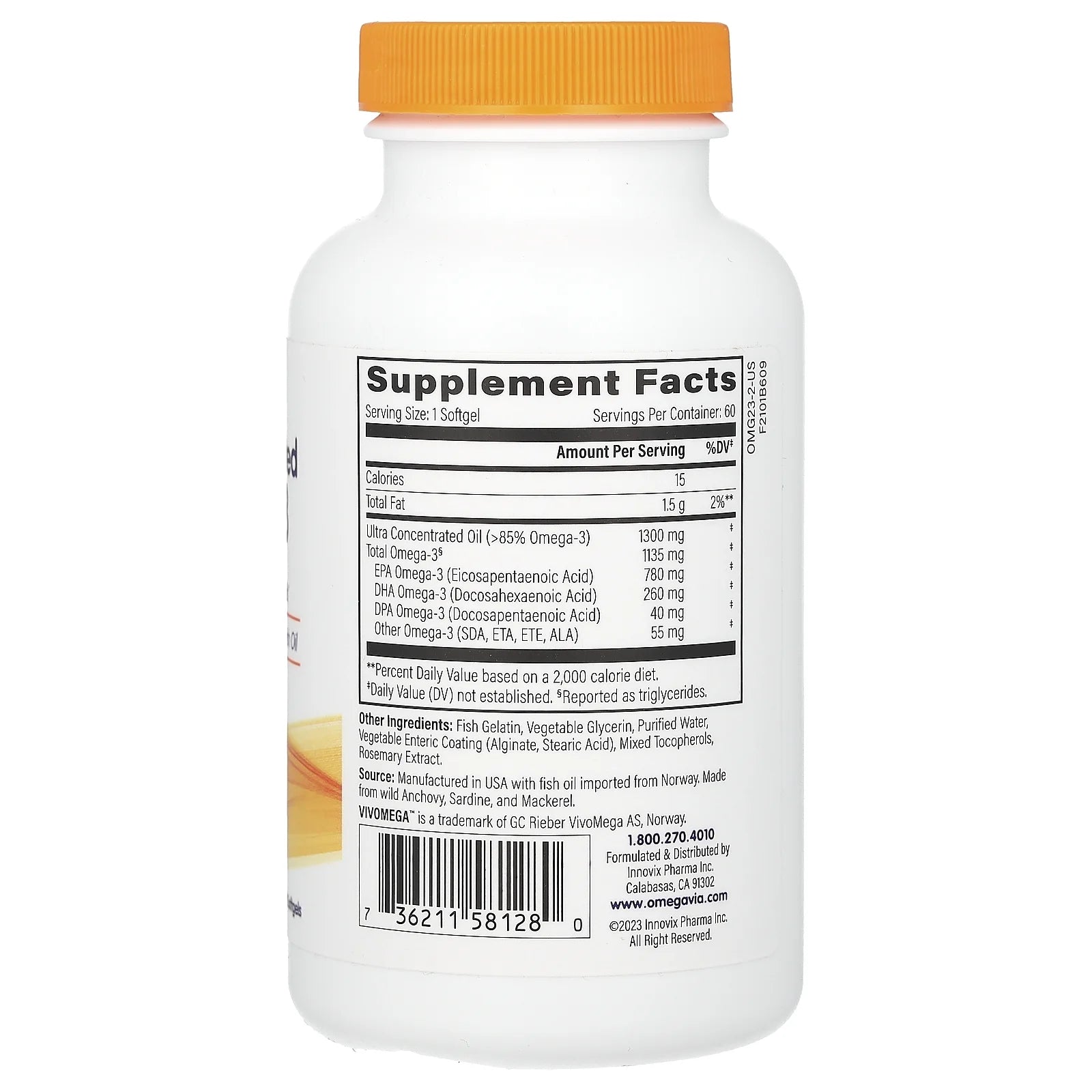 Ultra Concentrated Omega-3 Softgels, 1105 Mg, 60 Ct