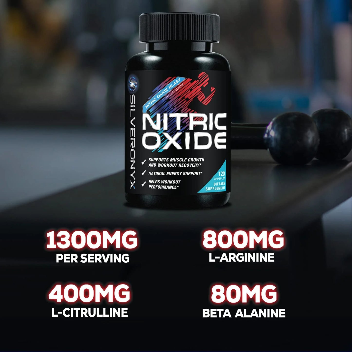 Extra Strength Nitric Oxide Supplement 3X Strength L Arginine, Citrulline Malate, AAKG, Beta Alanine - Premium Muscle Supporting Nitric Booster - Natural Energy & Heart Health Support - 120 Capsules