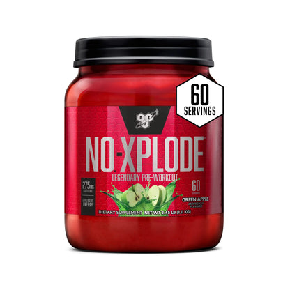 N.O. Xplode Nitric Oxide Booster + Pre Workout Powder, Green Apple, 60 Servings