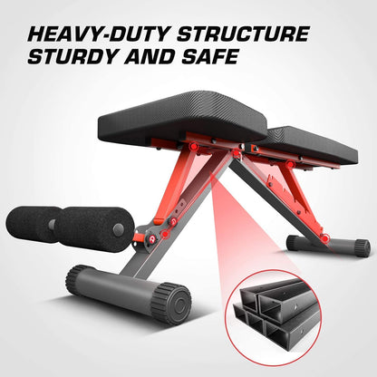 Adjustable Weight Bench, Folding Weight Lifting Bench, Workout Benches for Home, Incline/Decline Bench for Full Body Workout, Strength Training Benches, Gym Bench with Fitness Resistance Bands