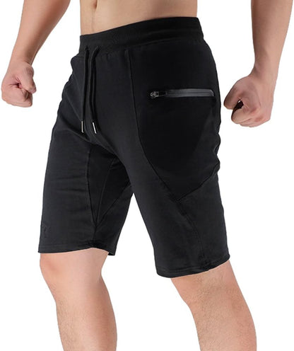 Men'S Sidelock Gym Workout Running Sport Shorts with Zipper Pockets