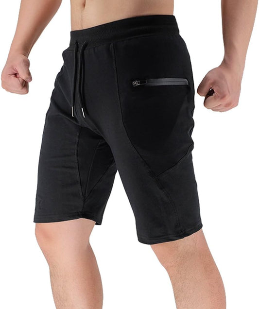 Men'S Sidelock Gym Workout Running Sport Shorts with Zipper Pockets