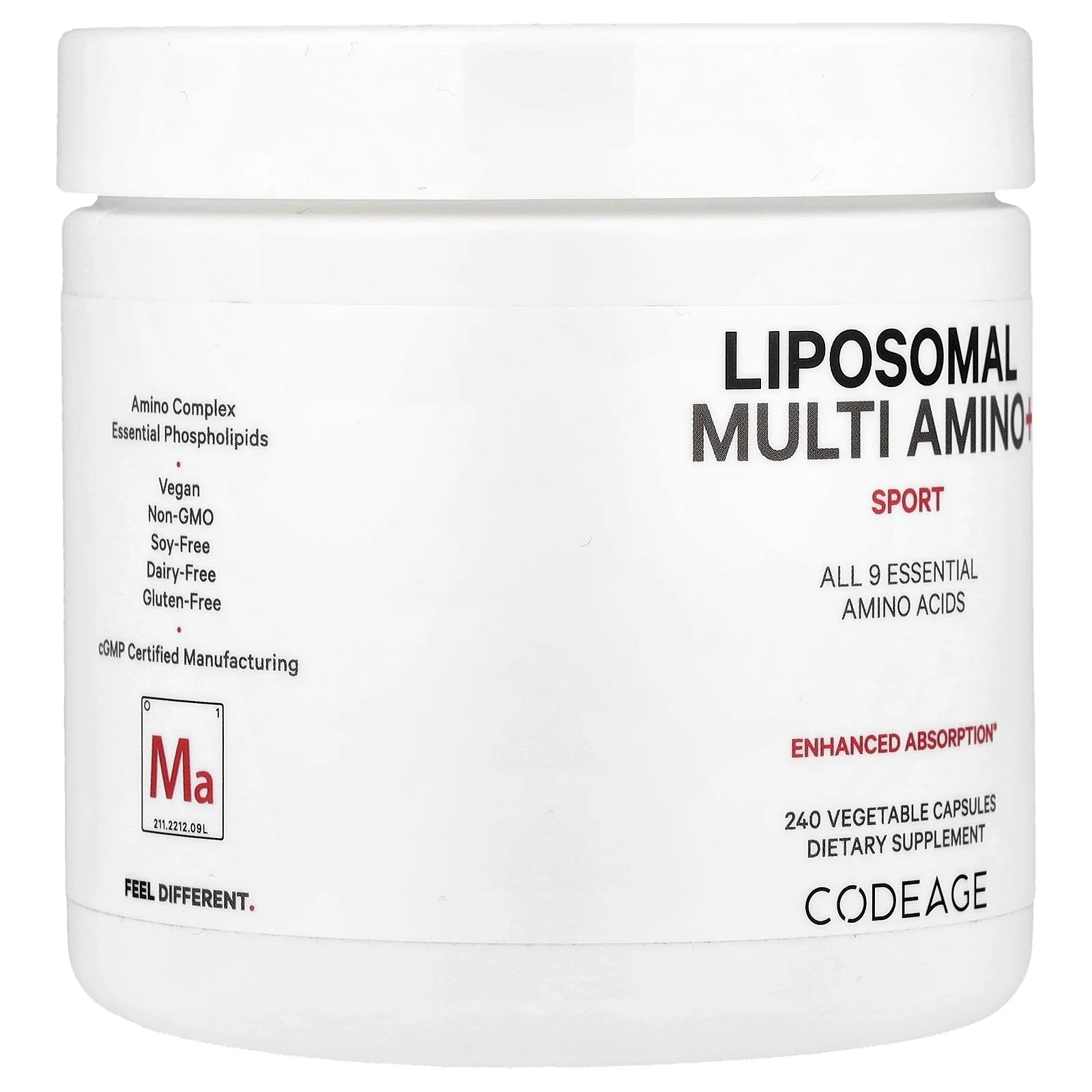 Liposomal Multi Amino+ BCAA & EAA Supplement, Free-Form Branched-Chain Amino Acids, 240 Ct