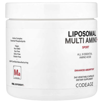 Liposomal Multi Amino+ BCAA & EAA Supplement, Free-Form Branched-Chain Amino Acids, 240 Ct
