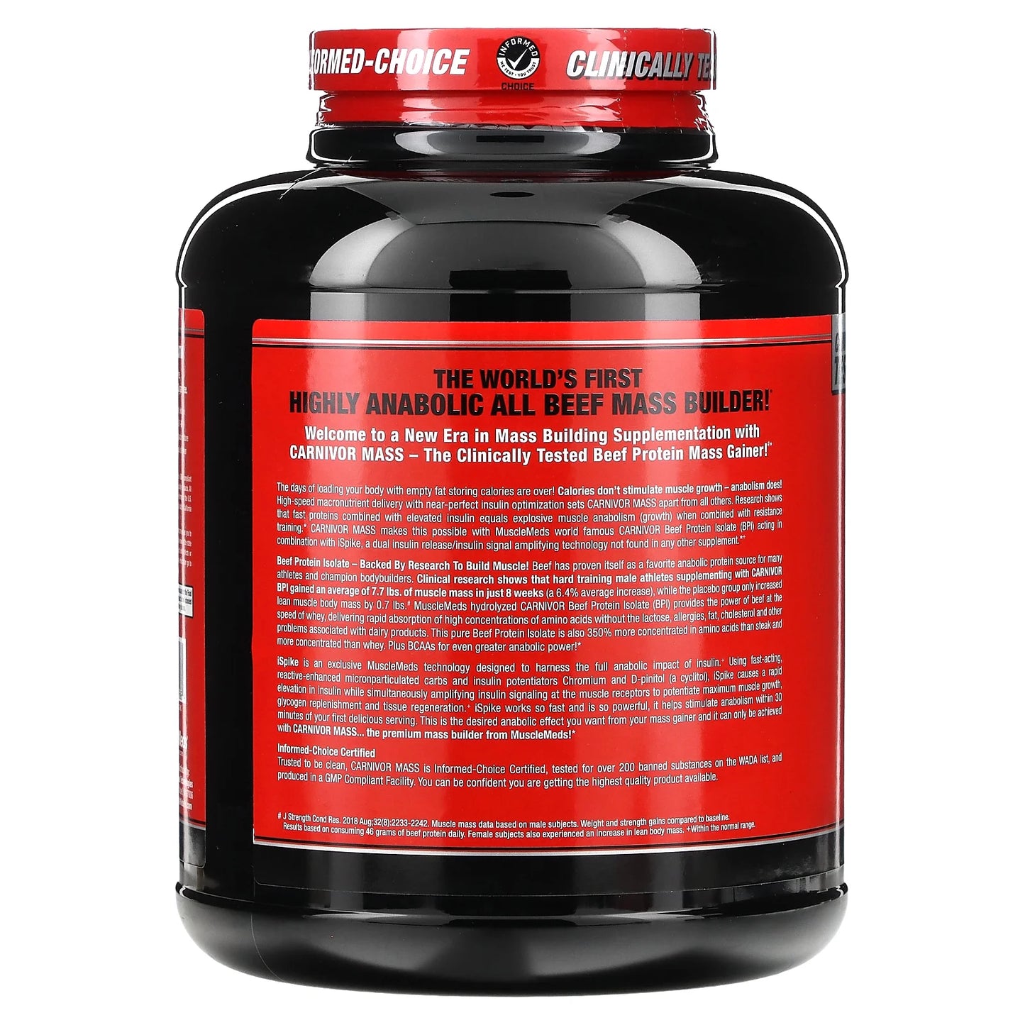 Carnivor Mass, Anabolic Beef Protein Gainer, Cookies & Cream, 5.8 Lbs (2,632 G)