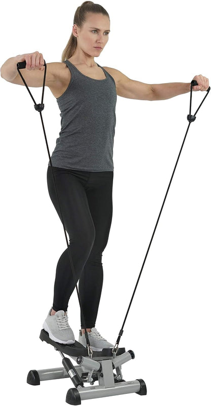 Mini Stepper Steppers for Exercise at Home Stair Step Cardio Thigh Master Workout Equipment Fitness Pedal Exerciser Non-Slip Pedals with Resistance Bands LCD Digital Monitor Climber