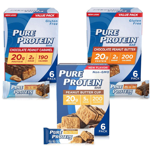 Bars, High Protein, Nutritious Snacks to Support Energy, Low Sugar, Gluten Free, Peanut Butter Lovers Variety Pack, 1.76 Oz, Pack of 18