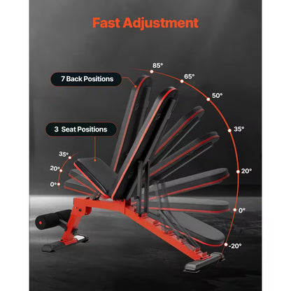 Weight Bench, 1200 Lbs. Heavy Duty Stable Weight Bench Press for Full Body Workout, for Home Gym Strength Training