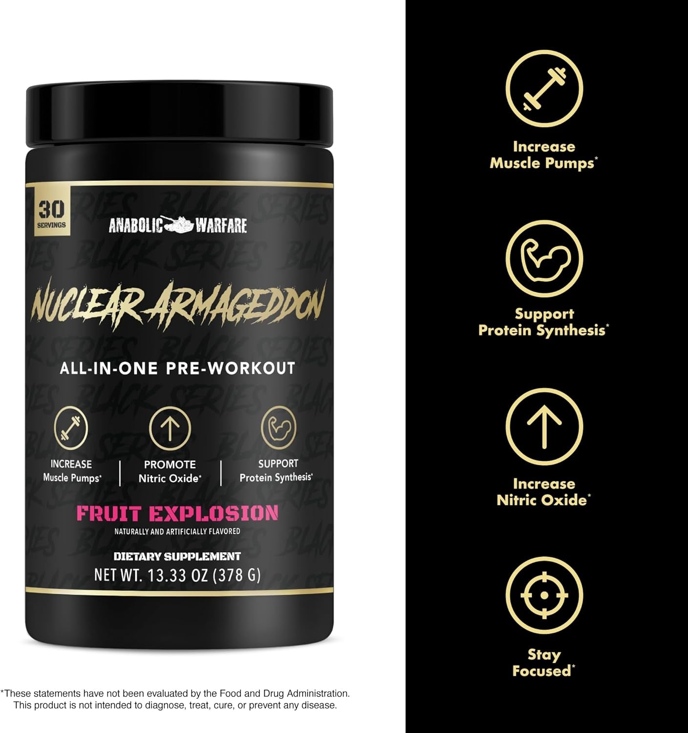 Nuclear Armageddon Pre Workout Powder Pre-Workout for Men & Women with L-Citrulline, Beta Alanine Powder and Caffeine (Fruit Explosion - 30 Servings)