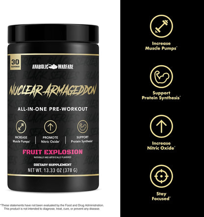 Nuclear Armageddon Pre Workout Powder Pre-Workout for Men & Women with L-Citrulline, Beta Alanine Powder and Caffeine (Fruit Explosion - 30 Servings)