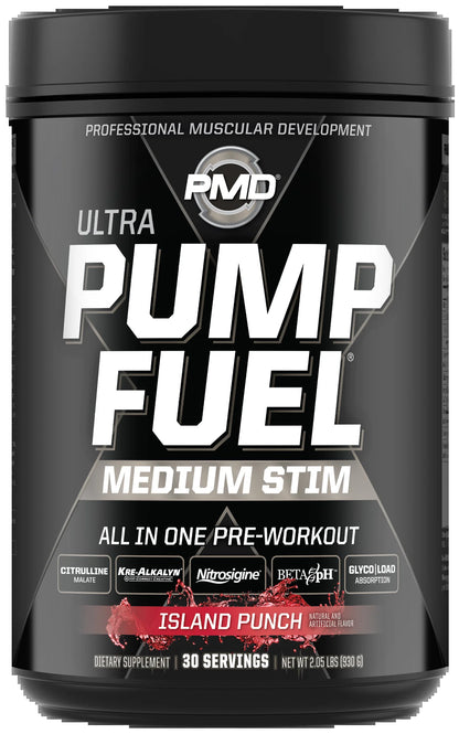Sports Ultra Pump Fuel - Pre Workout Drink Mix - Energy, Strength, Endurance, Muscle Pumps and Recovery - Complex Carbohydrates and Amino Energy - Island Punch (30 Servings)