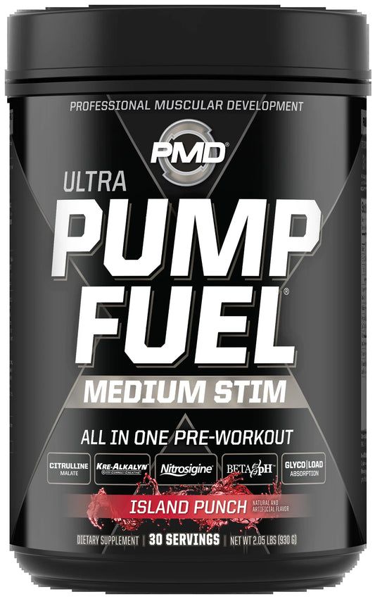 Sports Ultra Pump Fuel - Pre Workout Drink Mix - Energy, Strength, Endurance, Muscle Pumps and Recovery - Complex Carbohydrates and Amino Energy - Island Punch (30 Servings)