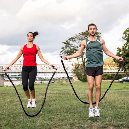Weighted Jump Rope for Fitness 3LB,  Cordless Skipping Rope, Heavy Adjustable Battle Exercise Training Ropes with 6” Foam Bearing Handles, Ideal Body Workout Rope for Men & Women - 3 in 1 Set