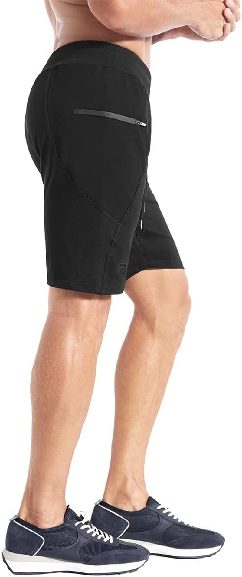 Men'S Sidelock Gym Workout Running Sport Shorts with Zipper Pockets