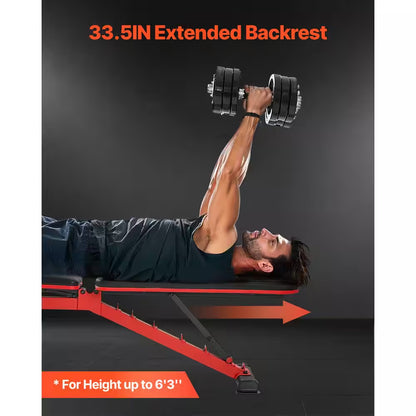 Weight Bench, 1200 Lbs. Heavy Duty Stable Weight Bench Press for Full Body Workout, for Home Gym Strength Training