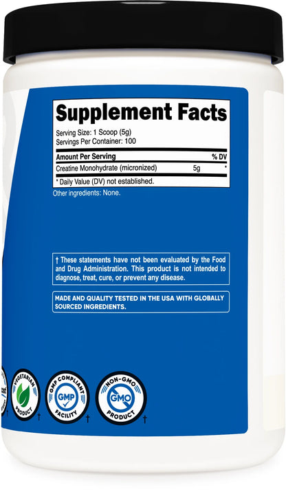 Creatine Monohydrate Powder 500 Grams (Unflavored) Supplement