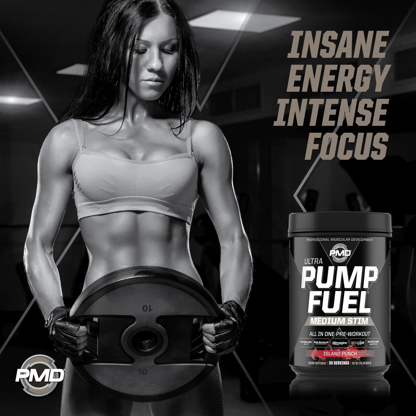 Sports Ultra Pump Fuel - Pre Workout Drink Mix - Energy, Strength, Endurance, Muscle Pumps and Recovery - Complex Carbohydrates and Amino Energy - Island Punch (30 Servings)