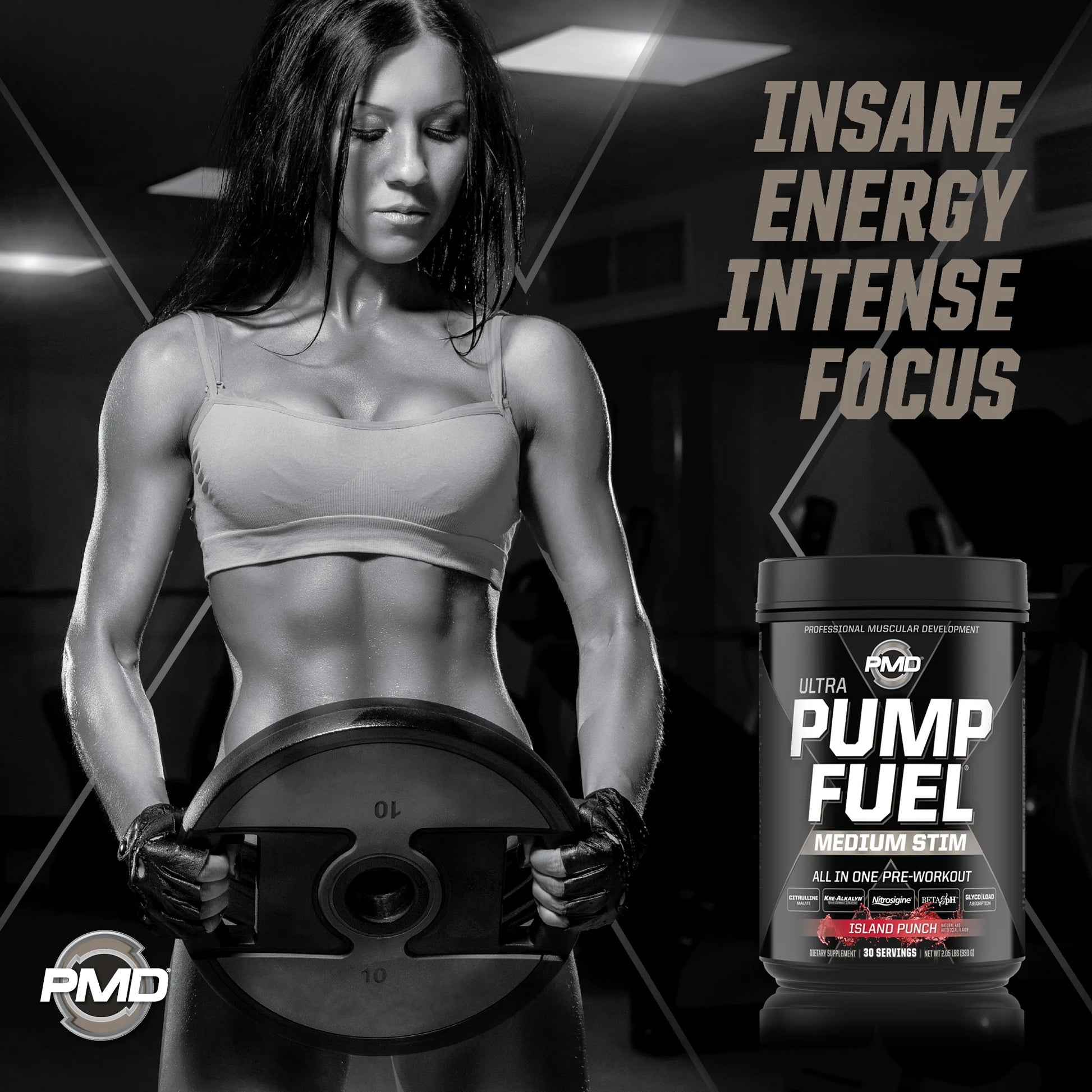 Sports Ultra Pump Fuel - Pre Workout Drink Mix - Energy, Strength, Endurance, Muscle Pumps and Recovery - Complex Carbohydrates and Amino Energy - Island Punch (30 Servings)