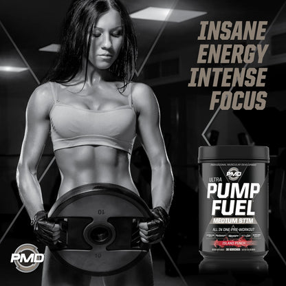 Sports Ultra Pump Fuel - Pre Workout Drink Mix - Energy, Strength, Endurance, Muscle Pumps and Recovery - Complex Carbohydrates and Amino Energy - Island Punch (30 Servings)