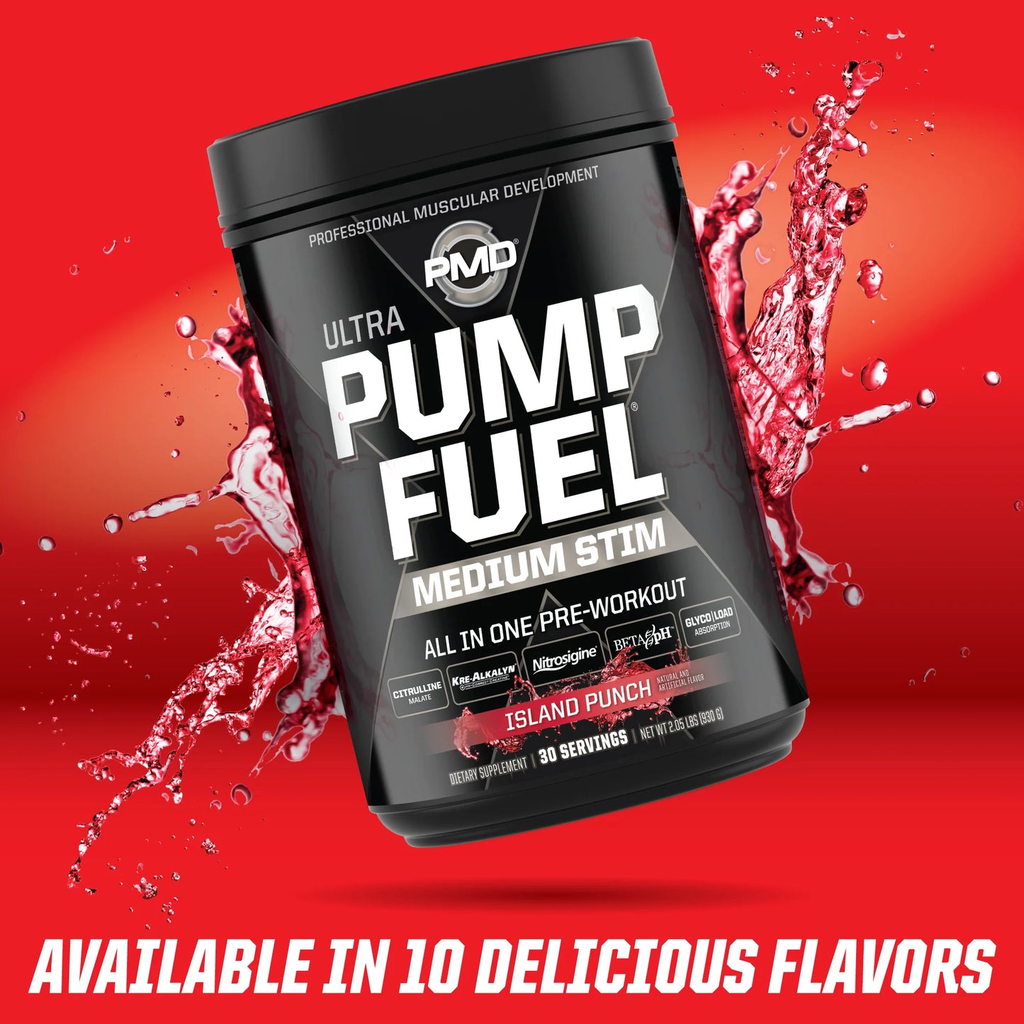 Sports Ultra Pump Fuel - Pre Workout Drink Mix - Energy, Strength, Endurance, Muscle Pumps and Recovery - Complex Carbohydrates and Amino Energy - Island Punch (30 Servings)
