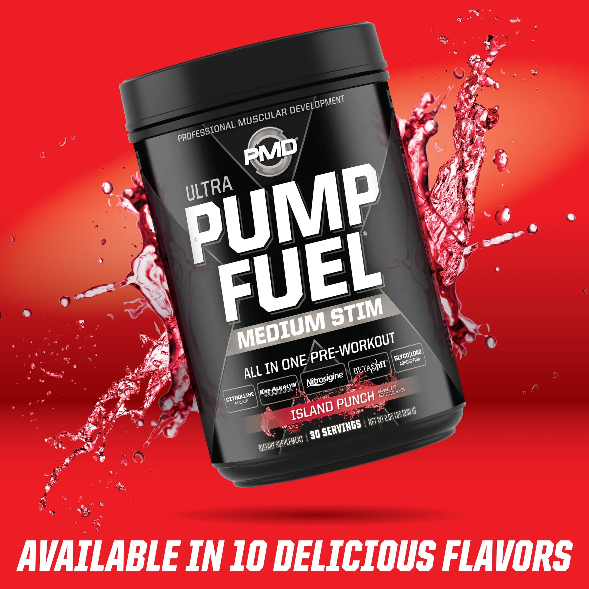 Sports Ultra Pump Fuel - Pre Workout Drink Mix - Energy, Strength, Endurance, Muscle Pumps and Recovery - Complex Carbohydrates and Amino Energy - Island Punch (30 Servings)