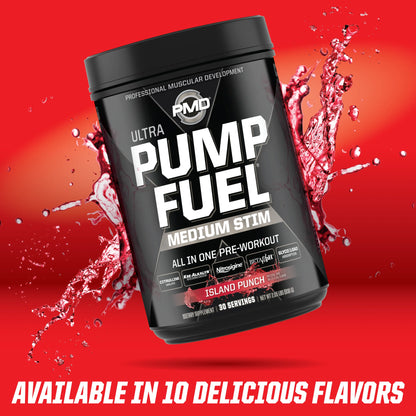 Sports Ultra Pump Fuel - Pre Workout Drink Mix - Energy, Strength, Endurance, Muscle Pumps and Recovery - Complex Carbohydrates and Amino Energy - Island Punch (30 Servings)