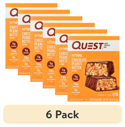(6 Pack)  Crispy Protein Bar, Chocolate Peanut Butter, 18G Protein, Gluten Free, 4 Count