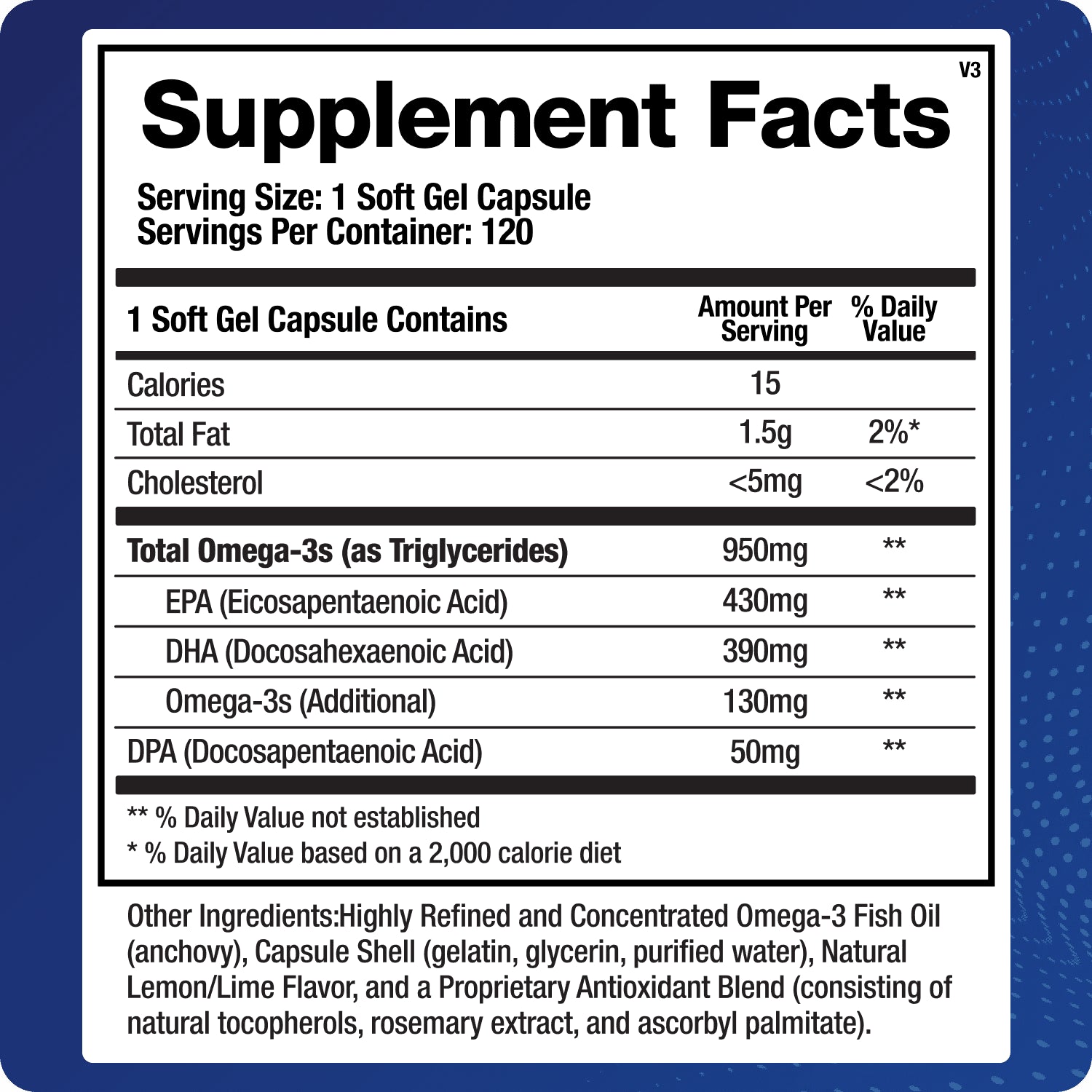 Support Omega - Omega 3 Fish Oil - Cardiovascular, Musculoskeletal Support, 120 Caps