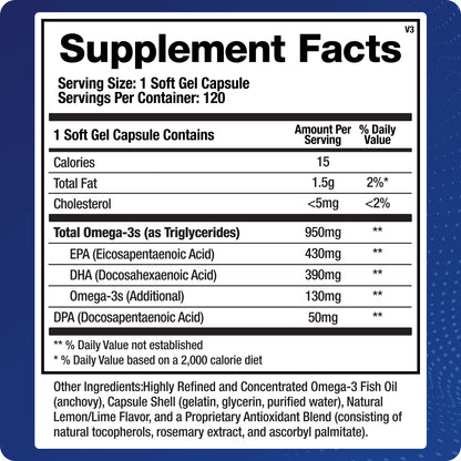 Support Omega - Omega 3 Fish Oil - Cardiovascular, Musculoskeletal Support, 120 Caps