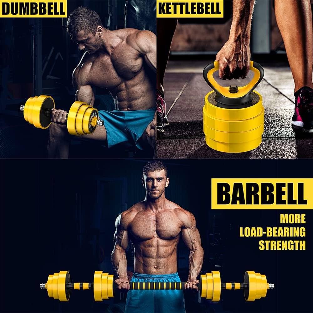 66Lbs Adjustable Dumbbell Barbell Kettlebell, Free Weights 3 - In - 1 Dumbbell Barbell Kettlebell Set, Non - Slip Hand Dumbbell for Home, Gym, Office66Lbs Adjustable Dumbbell Barbell Kettlebell, Free Weights 3 - In - 1 Dumbbell Barbell Kettlebell Set, Non - Slip Hand Dumbbell for Home, Gym, Office