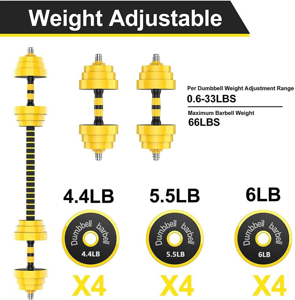 66Lbs Adjustable Dumbbell Barbell Kettlebell, Free Weights 3 - In - 1 Dumbbell Barbell Kettlebell Set, Non - Slip Hand Dumbbell for Home, Gym, Office66Lbs Adjustable Dumbbell Barbell Kettlebell, Free Weights 3 - In - 1 Dumbbell Barbell Kettlebell Set, Non - Slip Hand Dumbbell for Home, Gym, Office