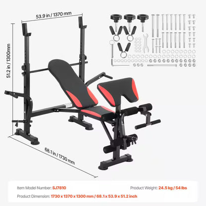 660 Lbs. Weight Bench, Multi-Functional Adjustable Weight Bench Press for Full Body Workout, Quick Folding