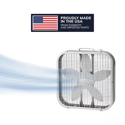 20 In. 3 Speed Air Circulating Box Fan for Home in White with save Smart Technology, 1820 CFM and Carry Handle