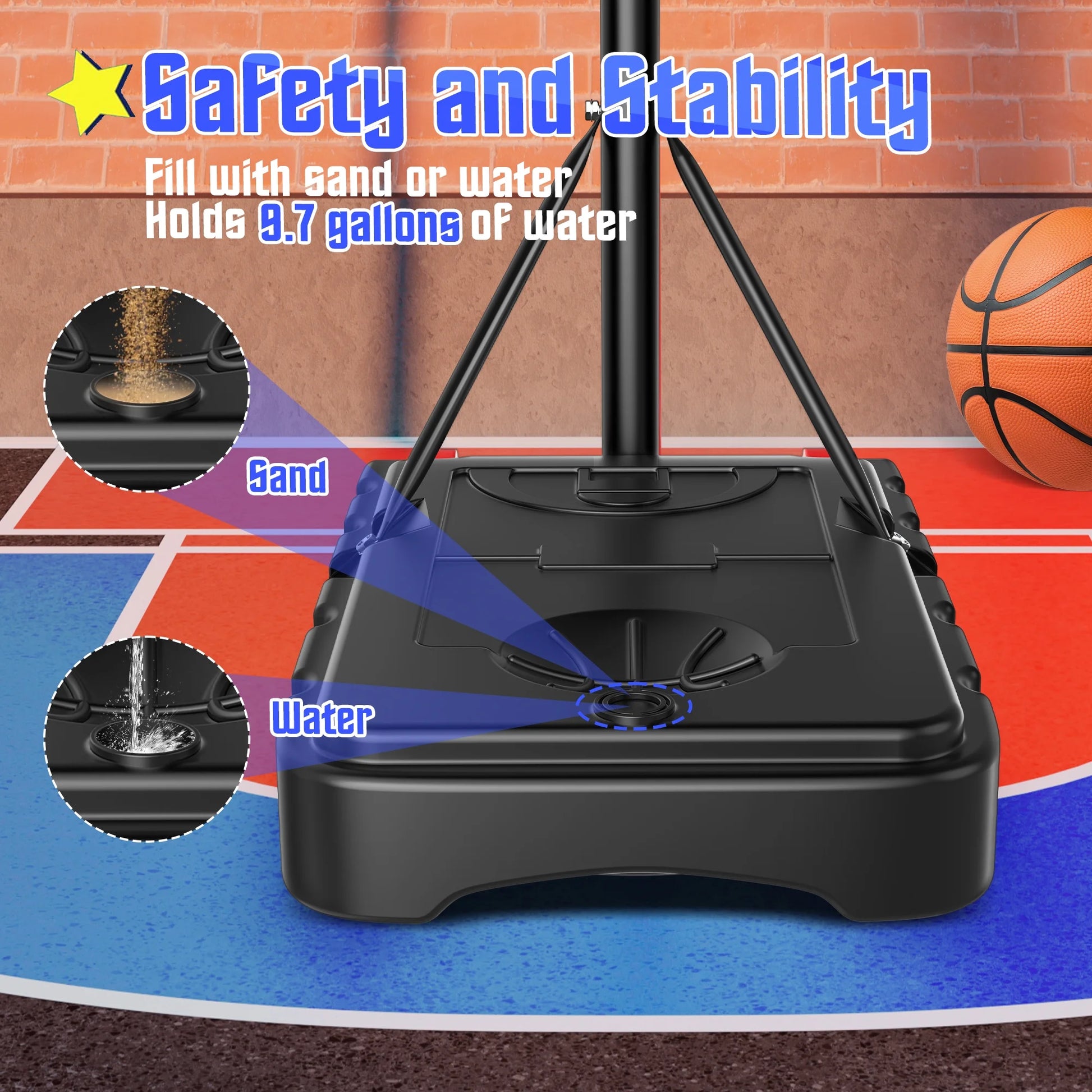 Portable Basketball Hoop Outdoor, 5Ft-7Ft Height Adjustable Basketball Goal System with Wheels for Kids Teenagers Youth Indoor Outdoor