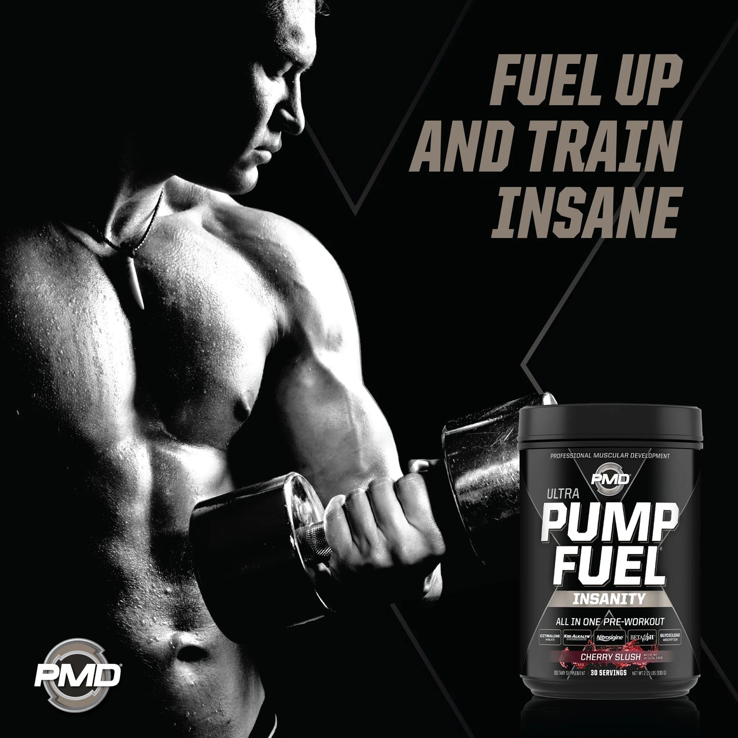 Sports Ultra Pump Fuel Insanity - Pre Workout Drink Mix for Energy, Strength, Endurance, Muscle Pumps and Recovery - Complex Carbohydrates and Amino Energy - Cherry Slush (30 Servings)