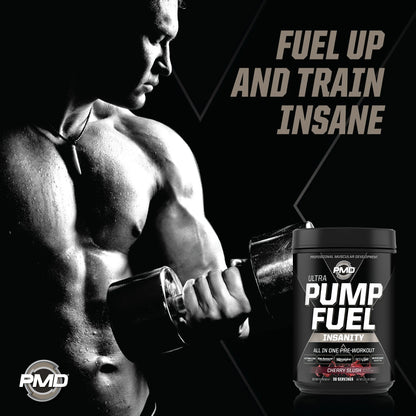 Sports Ultra Pump Fuel Insanity - Pre Workout Drink Mix for Energy, Strength, Endurance, Muscle Pumps and Recovery - Complex Carbohydrates and Amino Energy - Cherry Slush (30 Servings)