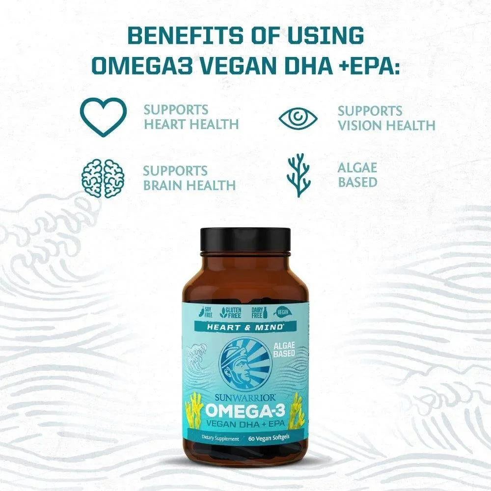 Vegan Omega 3 Fish Oil Supplement | Omega 3 DHA & EPA for Brain and Heart Support, 60Ct