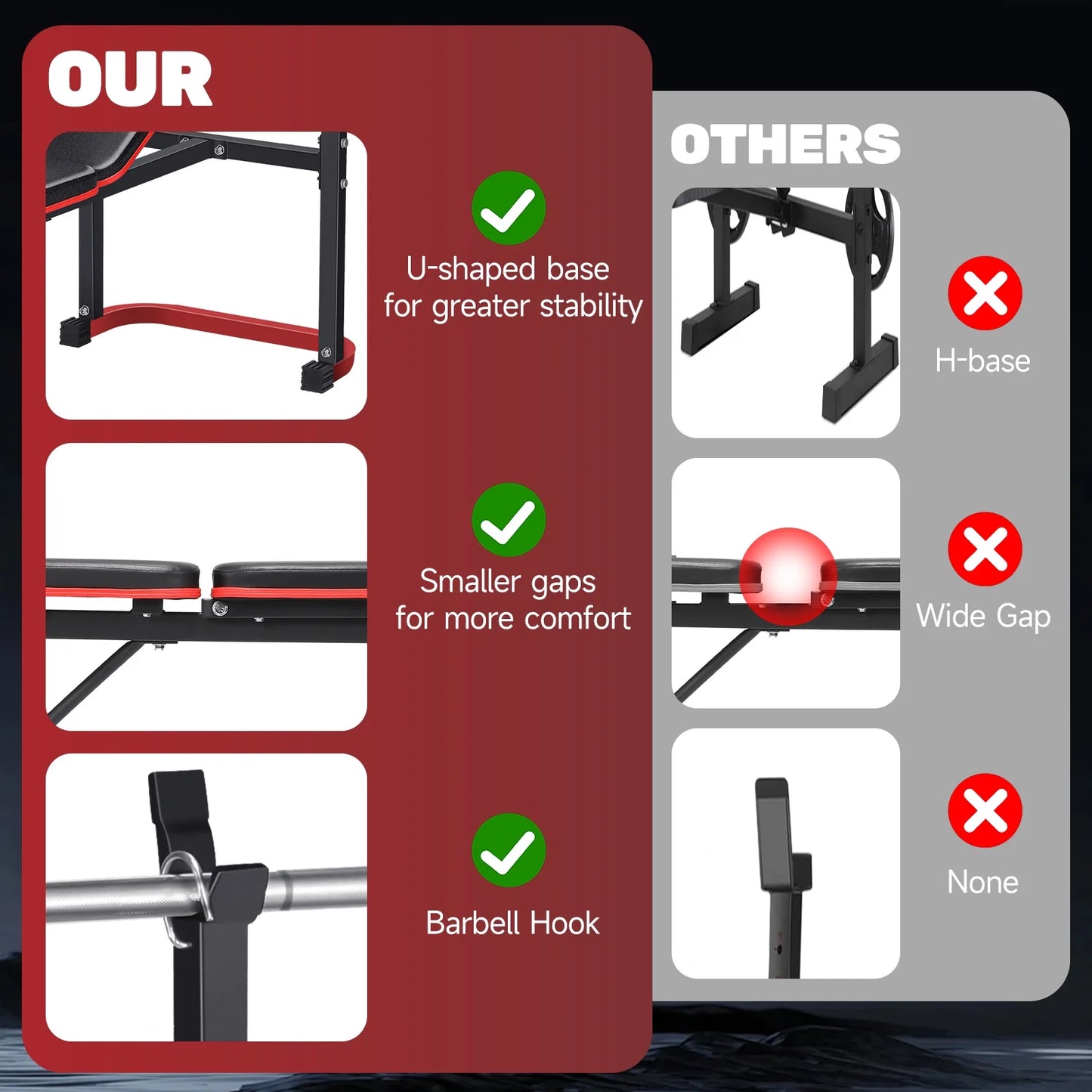 5-In-1 Weight Bench with Squat Rack, 660LBS Workout Bench Press Set with Preacher Curl Pad and Leg Developer, Adjustable Weight Bench for Home Gym Full-Body Workout Equipment