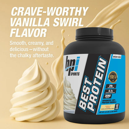 Best Protein Powder, 100% Whey Blend for Muscle Growth & Recovery, Vanilla Swirl, 5 Lbs (72 Servings)
