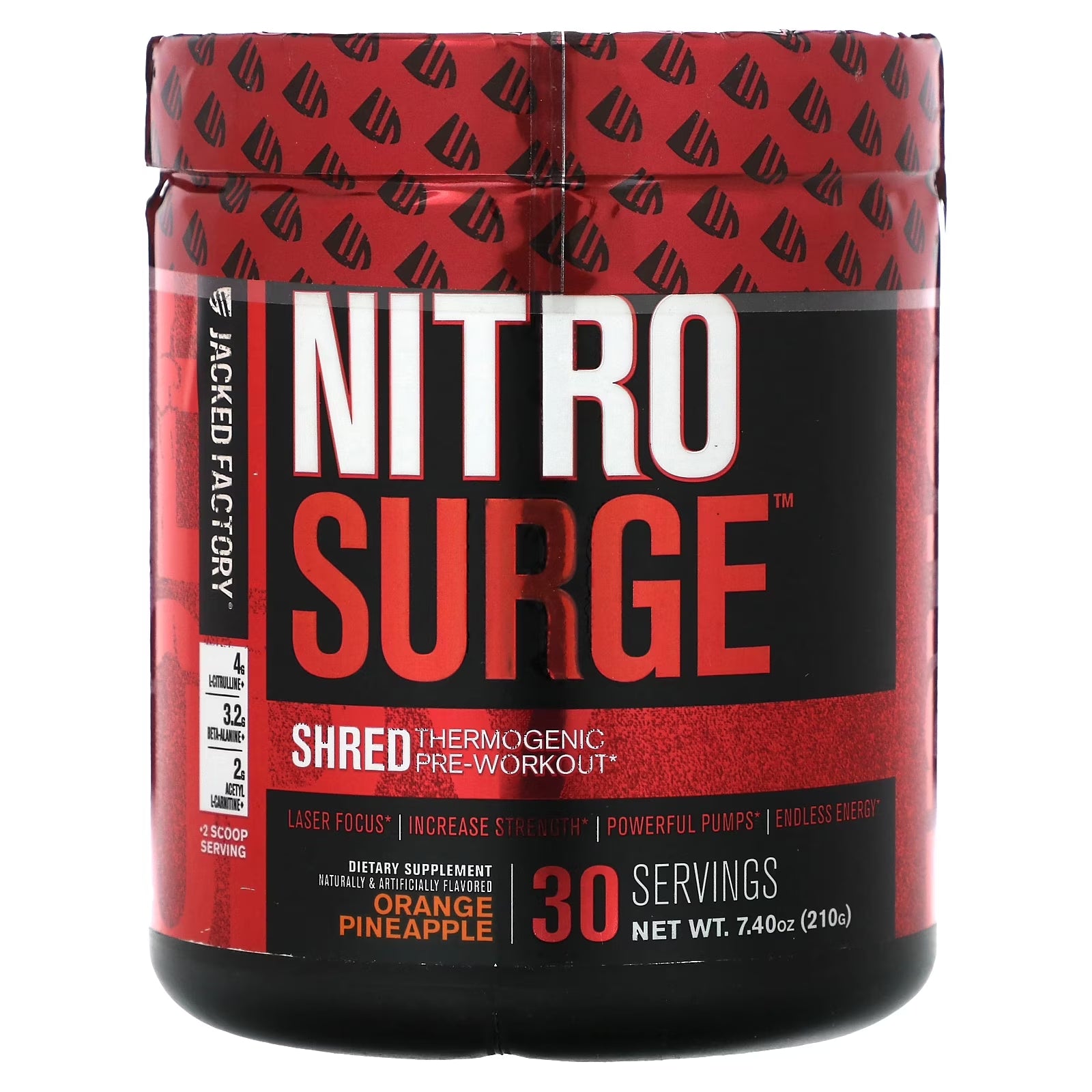 Nitro Surge, Shred Thermogenic Pre-Workout, Orange Pineapple, 7.4 Oz (210 G)