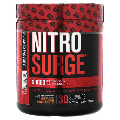 Nitro Surge, Shred Thermogenic Pre-Workout, Orange Pineapple, 7.4 Oz (210 G)
