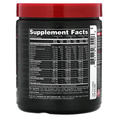 E.S.P. Extreme Energy Stimulant Pre-Workout, Blue Raspberry, 10 Oz (275 G)