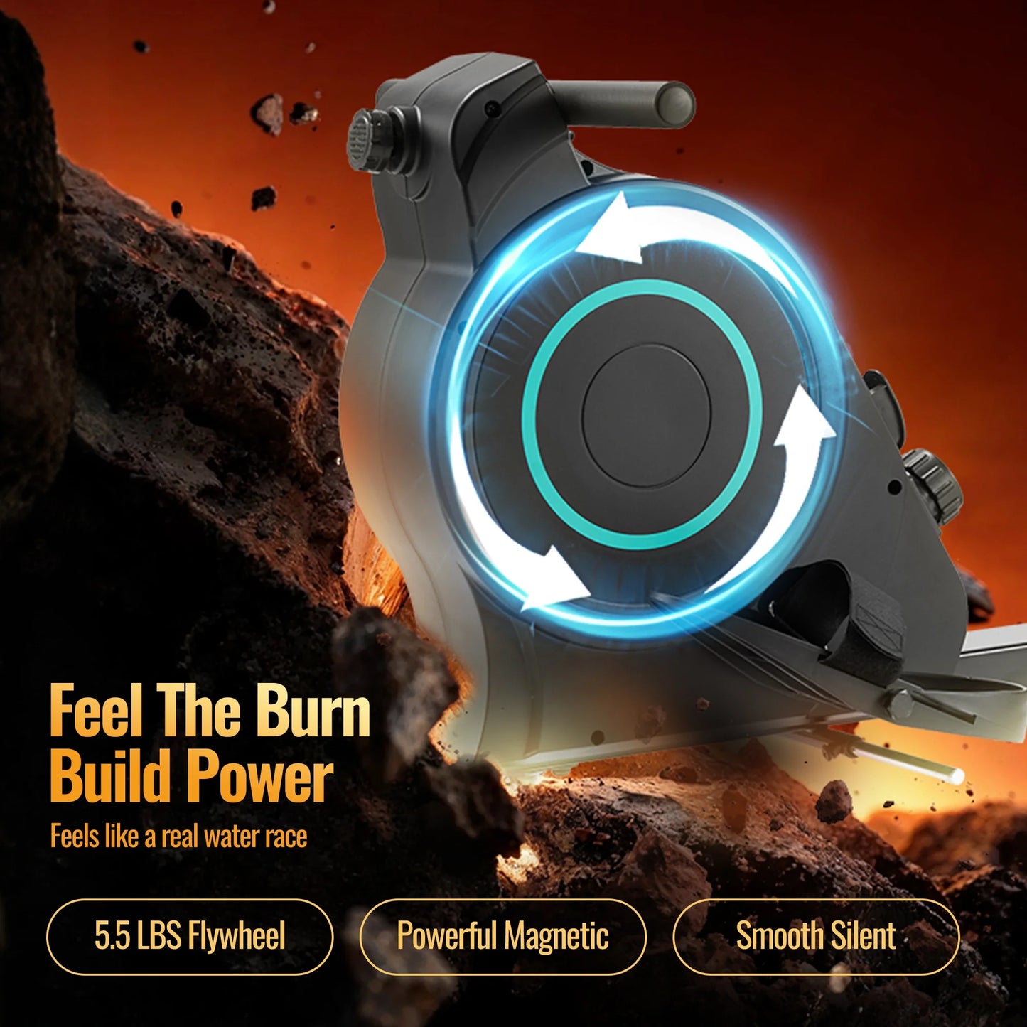 Rowing Machine Magnetic Cardio Exercise 350Lbs Capacity 16 Levels Adjustable Resistance for Home Training