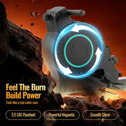 Rowing Machine Magnetic Cardio Exercise 350Lbs Capacity 16 Levels Adjustable Resistance for Home Training