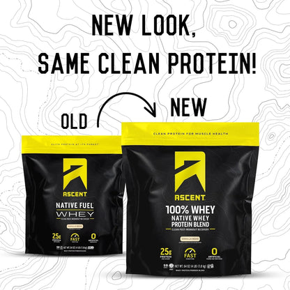 100% Whey, Native Whey Protein Blend - Clean Post Workout Recovery, Digesting, Zero Artificial Flavors & Sweeteners, Gluten Free, 5.5G BCAA, 2.6G Leucine, Vanilla Bean 4 Lb.